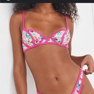 NEW For Love and Lemons water color floral underwire bra